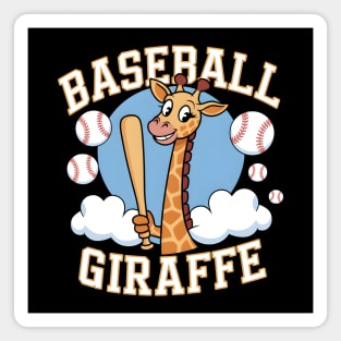 Baseball Giraffe – Funny Animal Sports Cartoon Magnet